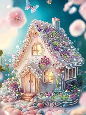 Tranh đính đá 5D ngôi nhà cổ tích – kit diy hoàn chỉnh 30x40cm