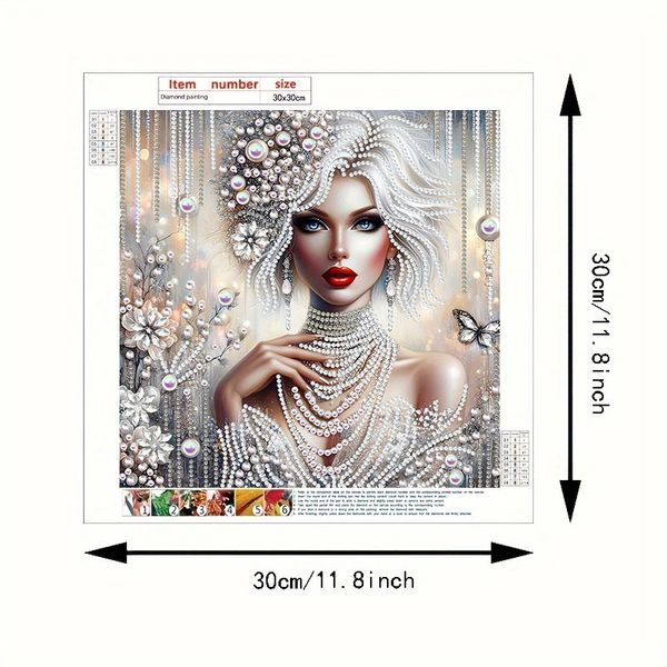 Tranh đính đá nghệ thuật – Chân dung quý cô ngọc trai sang trọng, phong cách cổ điển