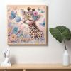Tranh đính đá 5D hươu con và bươm bướm hoa pastel 30x30cm – Tranh treo tường dễ thương, quà tặng trang trí