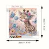 Tranh đính đá 5D hươu con và bươm bướm hoa pastel 30x30cm – Tranh treo tường dễ thương, quà tặng trang trí