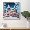 Tranh đính đá Noel ngôi nhà cổ tích mùa đông