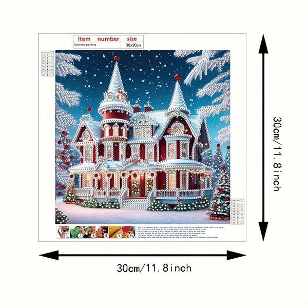 Tranh đính đá Noel ngôi nhà cổ tích mùa đông