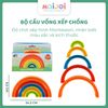 Bộ vòng cầu vồng xếp chồng cho bé – Đồ chơi xếp hình Montessori, nhận biết màu sắc và kích thước