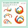 Bộ vòng cầu vồng xếp chồng cho bé – Đồ chơi xếp hình Montessori, nhận biết màu sắc và kích thước