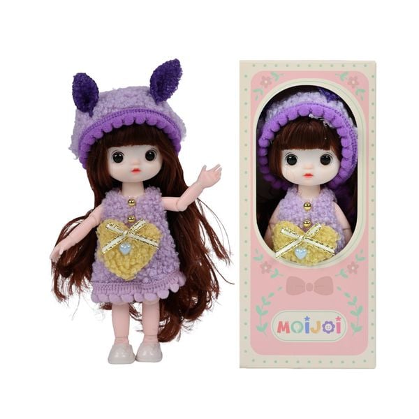 Búp Bê 13 cm Công Chúa Moijoi 13 Khớp Cầu Linh Hoạt - Mắt Acrylic Nàng Thơ, Tóc Dày Mượt, Nhựa Vinyl Cao Cấp An Toàn Cho Bé