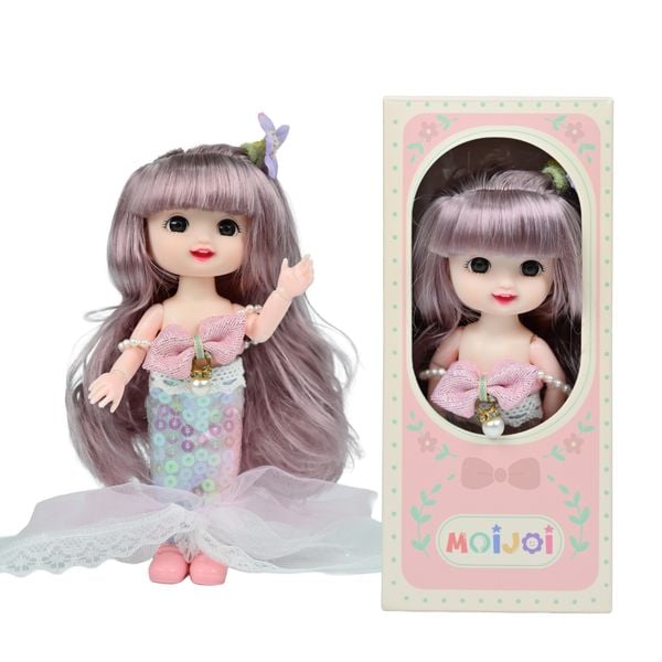 Búp Bê 13 cm Công Chúa Moijoi 13 Khớp Cầu Linh Hoạt - Mắt Acrylic Nàng Thơ, Tóc Dày Mượt, Nhựa Vinyl Cao Cấp An Toàn Cho Bé