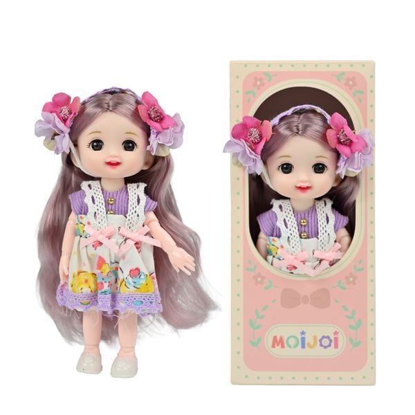 Búp Bê 13 cm Công Chúa Moijoi 13 Khớp Cầu Linh Hoạt - Mắt Acrylic Nàng Thơ, Tóc Dày Mượt, Nhựa Vinyl Cao Cấp An Toàn Cho Bé