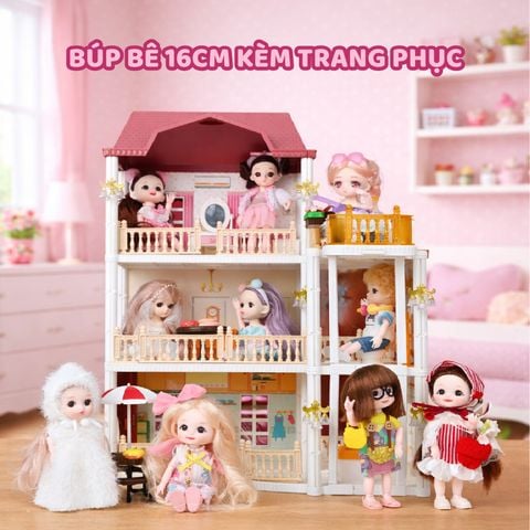Búp Bê 13 cm Công Chúa Moijoi 13 Khớp Cầu Linh Hoạt - Mắt Acrylic Nàng Thơ, Tóc Dày Mượt, Nhựa Vinyl Cao Cấp An Toàn Cho Bé