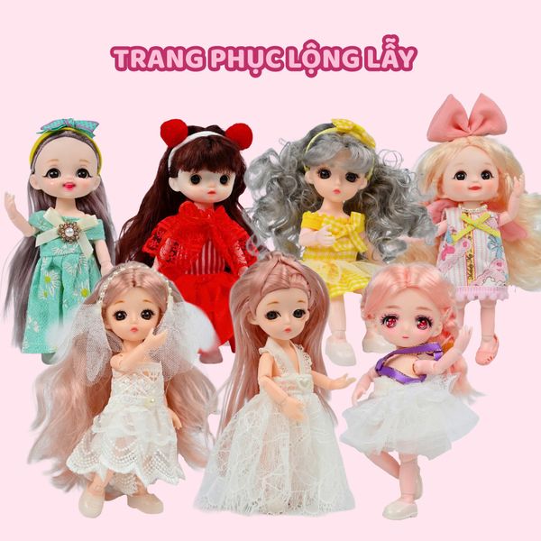 Búp Bê 13 cm Công Chúa Moijoi 13 Khớp Cầu Linh Hoạt - Mắt Acrylic Nàng Thơ, Tóc Dày Mượt, Nhựa Vinyl Cao Cấp An Toàn Cho Bé