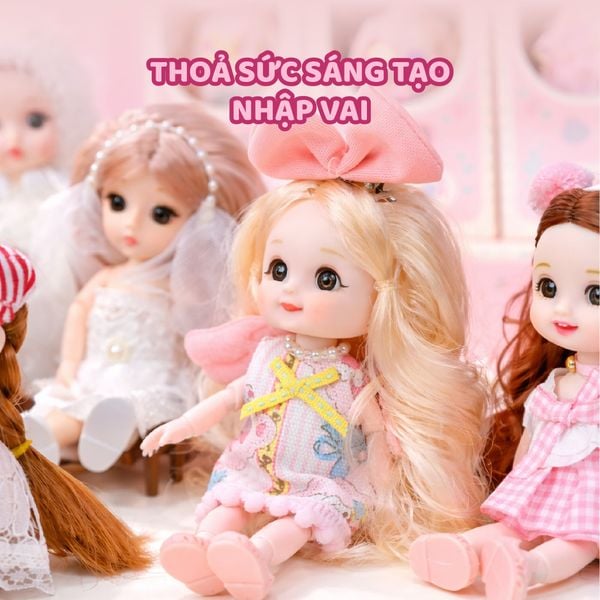 Búp Bê 13 cm Công Chúa Moijoi 13 Khớp Cầu Linh Hoạt - Mắt Acrylic Nàng Thơ, Tóc Dày Mượt, Nhựa Vinyl Cao Cấp An Toàn Cho Bé