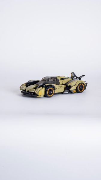 Bộ gạch lắp ghép xe mô hình thể thao V12 – Xe đua tốc độ cao màu vàng cát (City Racing Series)