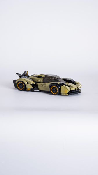 Bộ gạch lắp ghép xe mô hình thể thao V12 – Xe đua tốc độ cao màu vàng cát (City Racing Series)