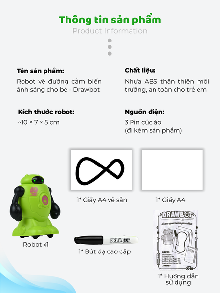 Robot vẽ thông minh DRAWBOT –tự chạy tạo họa tiết, kèm bút dạ, phát triển sáng tạo, lắp dùng nhanh, tạo đường nét độc đáo