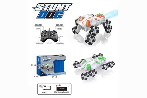 Cho robot STUNT DOG dieu khien tu xa 2.4G mau Trang - Cam 8 banh drift da huong