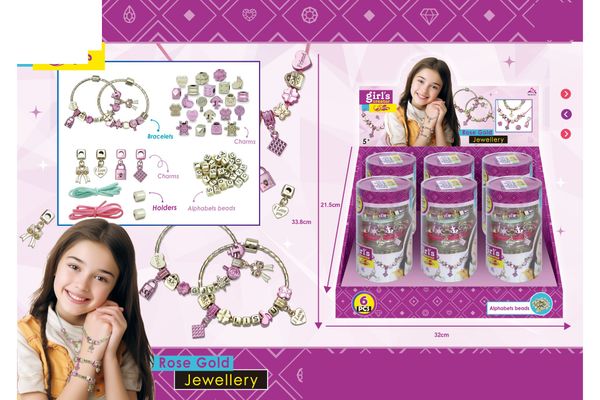 Bộ đồ chơi cho bé gái tự làm trang sức vòng tay, vòng cổ, tự thiết kế sáng tạo DIY hợp kim kèm charm