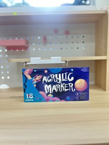 Bộ bút màu Acrylic Marker 18 màu – Bút vẽ đa năng trên mọi chất liệu, mực đẹp – an toàn cho bé