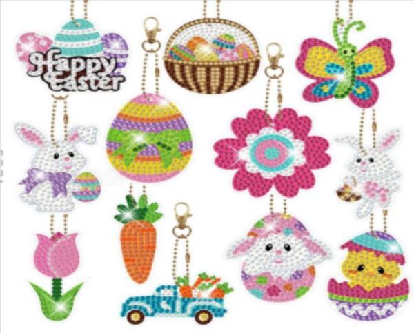 Set 12 móc khóa đính đá DIY mini – Chủ đề lễ hội & động vật dễ thương, tặng kèm dụng cụ thủ công cho bé