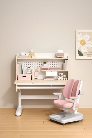 Bộ bàn ghế học sinh thông minh Galaxy cao cấp – Kèm giá sách, nâng hạ quay tay, chống gù chống cận cho bé