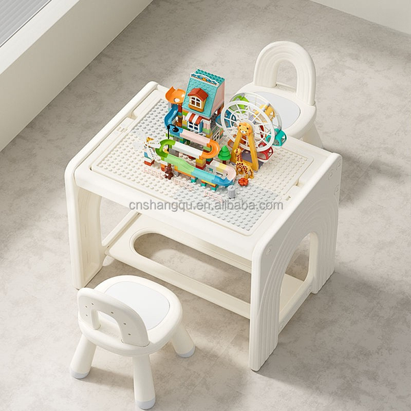 Bộ bàn ghế học sinh nhựa cao cấp cho bé – Thiết kế bo tròn an toàn, màu trắng, Bàn tích hợp nhiều chức năng.