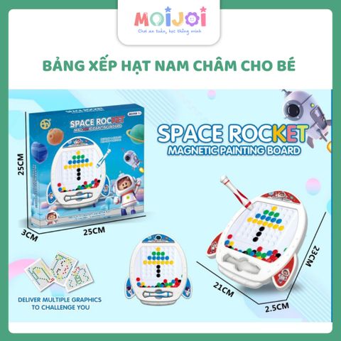 Đồ chơi xếp hình nam châm bằng bút tên lửa Space Rocket – Đồ chơi Montessori nhiều màu, tư duy logic