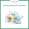 Mô hình DIY Book Nook - Mô hình nhà búp bê cá voi xanh 2 tầng mini – Tông xanh pastel, nội thất chi tiết