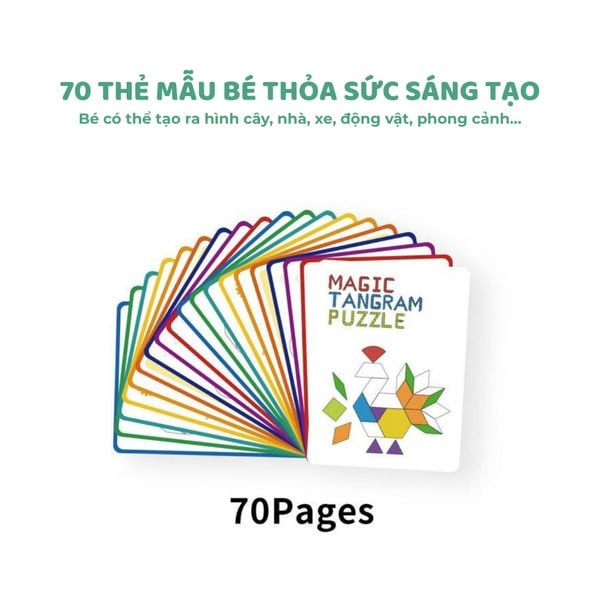 Đồ chơi trí tuệ xếp hình nam châm Tangram Magic Puzzle 128/252 chi tiết, thẻ mẫu đa dạng