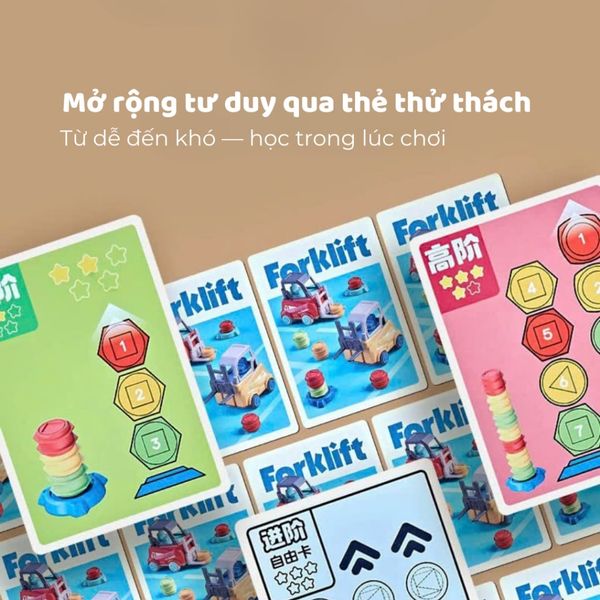 Đồ chơi STEAM Rèn luyện Khéo léo. Bộ Thử thách Xe nâng Forklift Challenge cho bé 3+