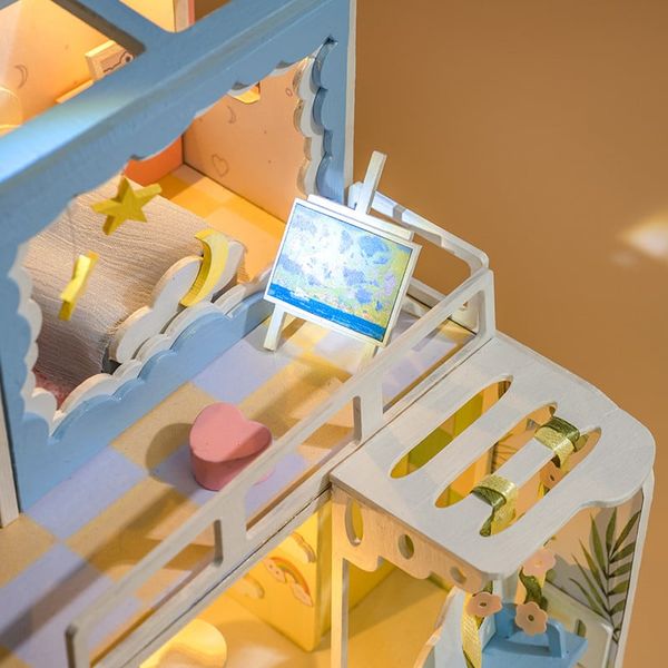 Mô hình DIY Book Nook - Mô hình nhà hiện đại sang trọng -  Tone trắng vàng đẳng cấp, nội thất trang trí chi tiết