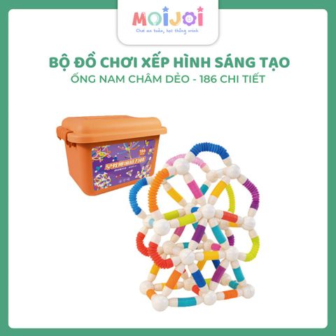 Bộ đồ chơi xếp hình ống nam châm dẻo sáng tạo Pro Max – 186 chi tiết