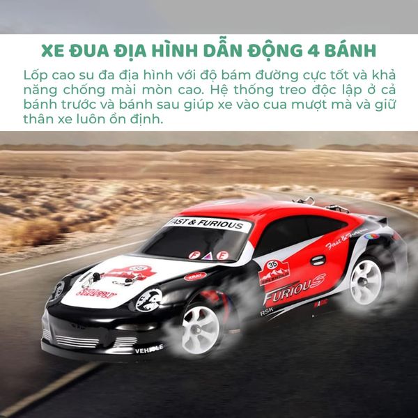 Xe đua điều khiển từ xa - Xe drift WL K969 4WD 1/28 Fast & Furious – Tốc độ 30Km/h, hợp kim, giảm xóc 4 bánh, pin 7.4V 400mAh