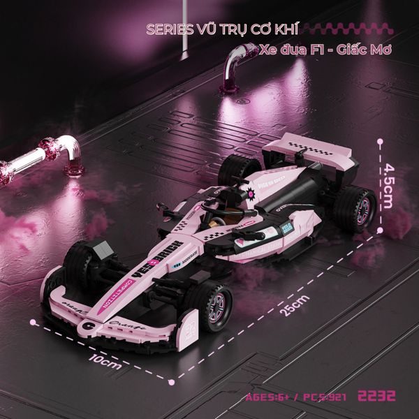 Mô hình lắp ráp xe đua F1 Yes Brick – trang trí, trưng bày (màu cam / màu hồng)
