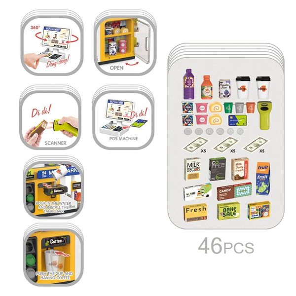 Bộ đồ chơi quầy siêu thị Mini Market – Bé đi chợ mua sắm và thanh toán nhập vai (46 chi tiết)