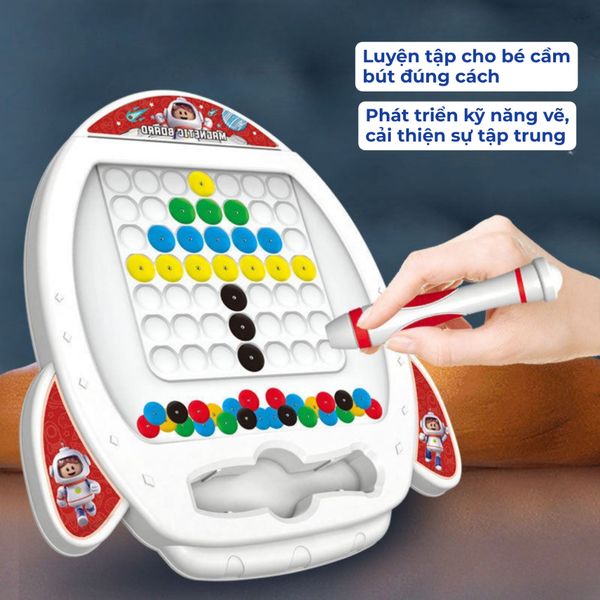 Đồ chơi xếp hình nam châm bằng bút tên lửa Space Rocket – Đồ chơi Montessori nhiều màu, tư duy logic