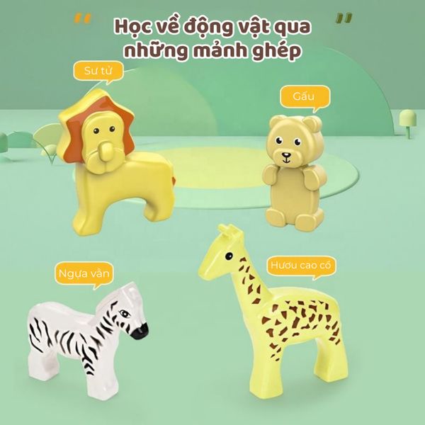 Bộ đồ chơi lắp ráp sở thú – Zoo Building Blocks, nhiều con vật và mô hình sinh động