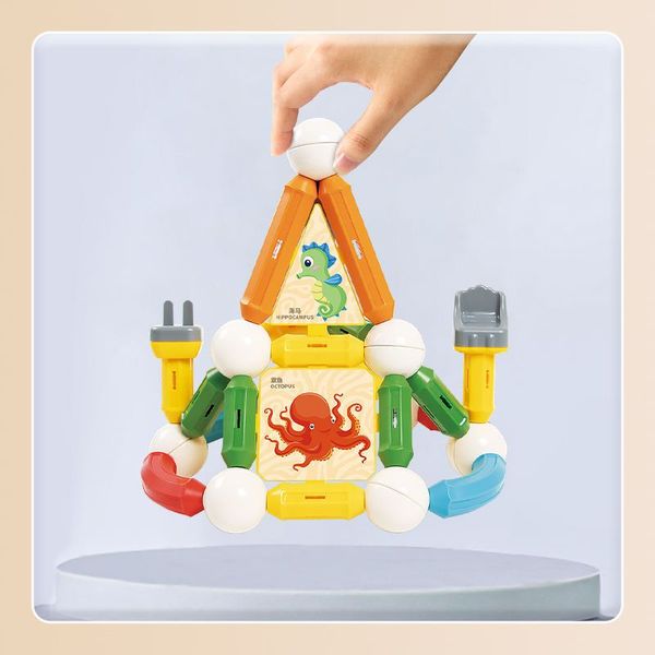 Đồ chơi xếp hình nam châm xếp hình cho bé Rainbow Magnetic Sticks (45/72 chi tiết)