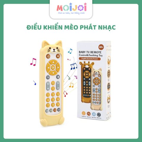 Điều khiển Mèo phát nhạc, đồ chơi gặm nướu Silicone cho bé 6 tháng có đèn, học số