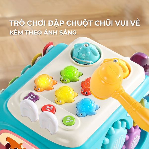Xe buýt bận rộn 6 trong 1 Montessori Baby Toys – có đàn piano, rút dây, xếp hình, gõ búa