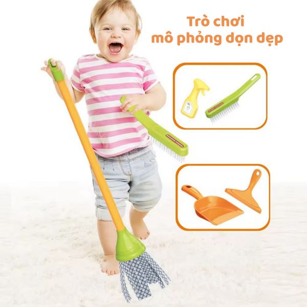 Bộ đồ chơi Dọn dẹp nhà cửa Cleaning Kit 7 món HJ612B Rèn luyện tính ngăn nắp cho bé 3+