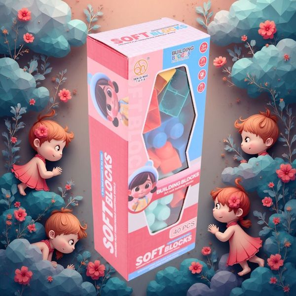 Đồ chơi xếp hình nhựa dẻo, bộ xây dựng lắp ráp đa dạng 40 chi tiết – Hình khối Soft Blocks sáng tạo