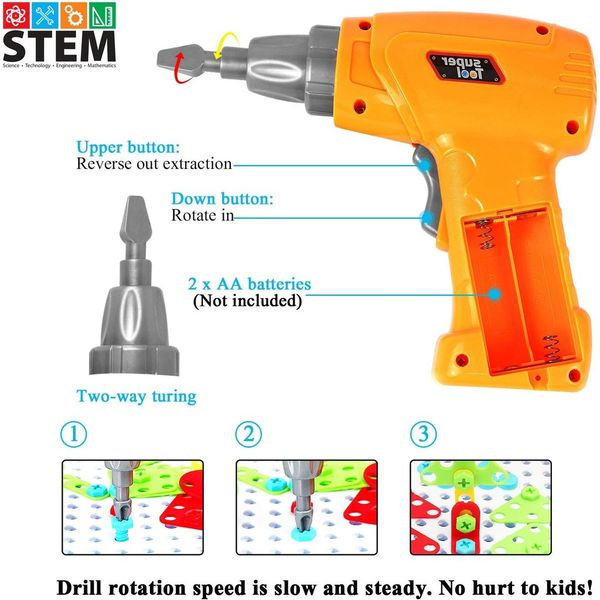 Đồ chơi STEAM Lắp ghép Sáng tạo Kèm Khoan Pin 261 chi tiết Rèn luyện tư duy cho bé 3+