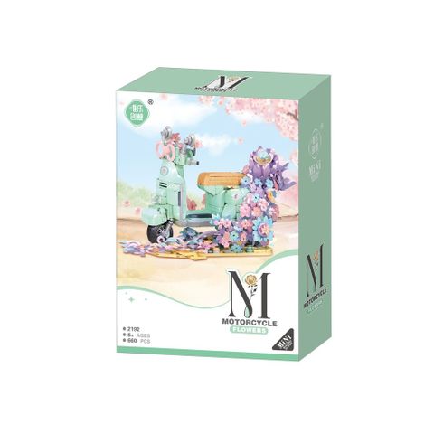 Mô hình lắp ráp xe máy hoa vintage 2192 - Decor Bàn học cho bé 6+ (660 chi tiết)