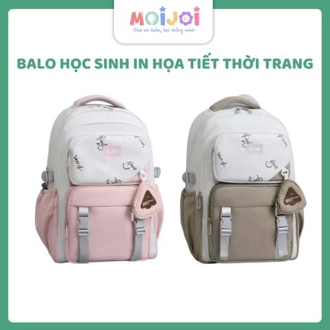 Balo học sinh in họa tiết thời trang – Nhiều ngăn tiện dụng, chất liệu chống nước
