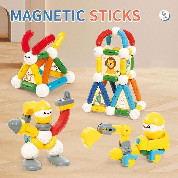 Đồ chơi xếp hình nam châm xếp hình cho bé Rainbow Magnetic Sticks (45/72 chi tiết)