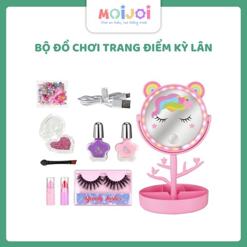 Bộ đồ chơi trang điểm kỳ lân có gương đứng cho bé gái