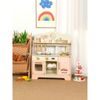 Bộ đồ chơi nhà bếp bằng gỗ màu hồng – Mô hình bếp nấu ăn cỡ lớn, kèm phụ kiện, giúp bé tập làm đầu bếp