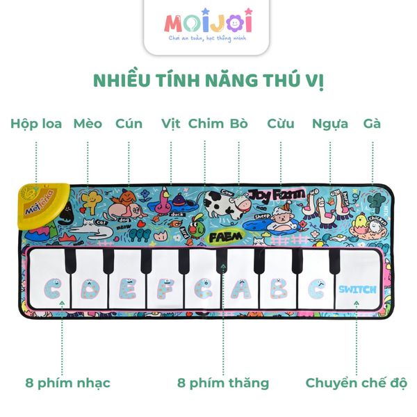 Thảm chơi nhạc cho bé có đàn piano, âm thanh động vật, thảm nhảy cho trẻ tập đi, đồ chơi Montessori