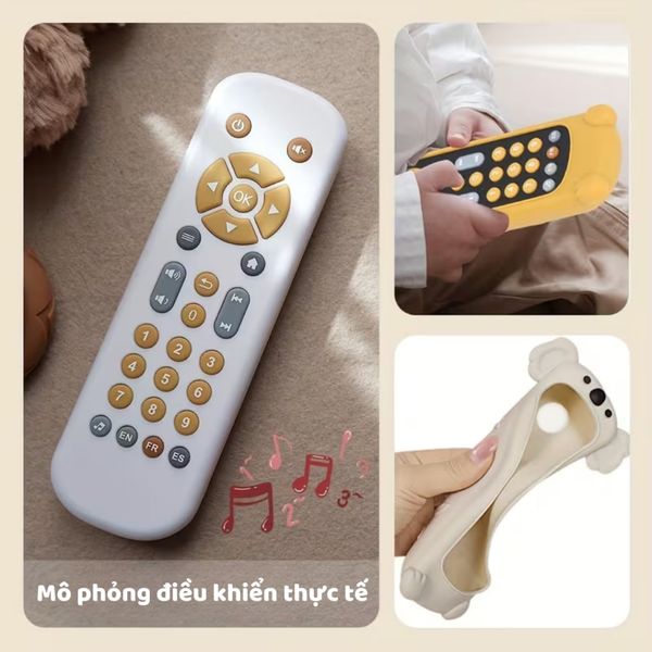 Điều khiển Mèo phát nhạc, đồ chơi gặm nướu Silicone cho bé 6 tháng có đèn, học số