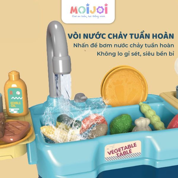Bồn rửa mini Family Wash Basin có vòi nước chảy 23 chi tiết – Đồ chơi nấu ăn cho bé, chậu rửa đồ chơi