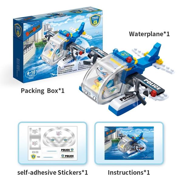 Đồ chơi lắp ráp trực thăng cảnh sát Police Helicopter BanBao 7009 (112 chi tiết)