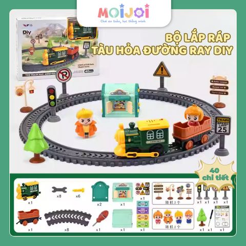 Đồ chơi lắp ráp đường ray tàu hỏa cho bé 3+. Bộ đồ chơi STEAM Diy (40 chi tiết)